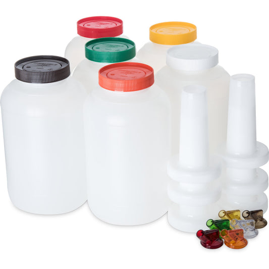 Carlisle PS801B00 128 oz Assorted Store N' Pour Gallon Complete Unit Bundle
