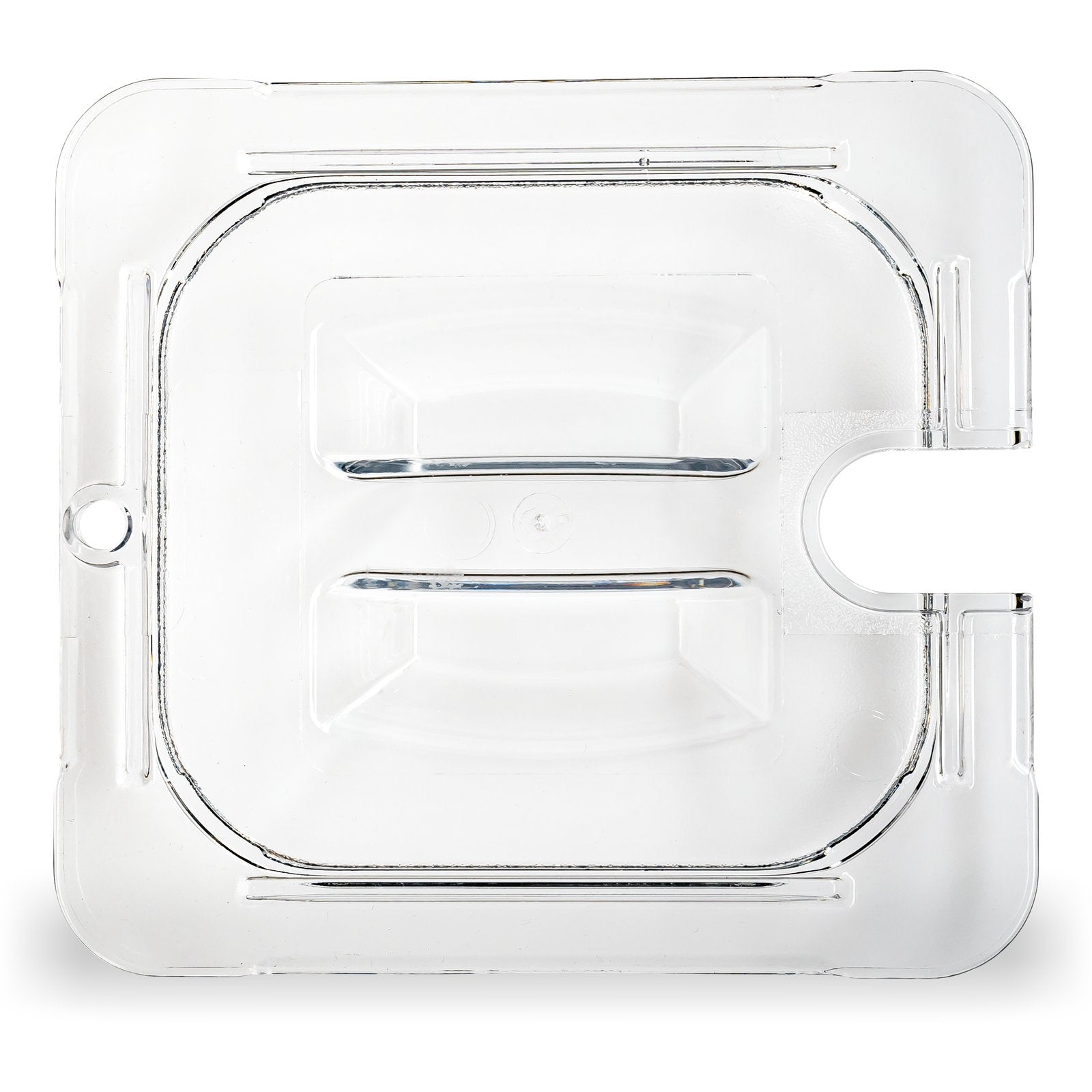 Carlisle 10311U07 1/6 Size Clear Polycarbonate StorPlus Notched Handled Universal Lid
