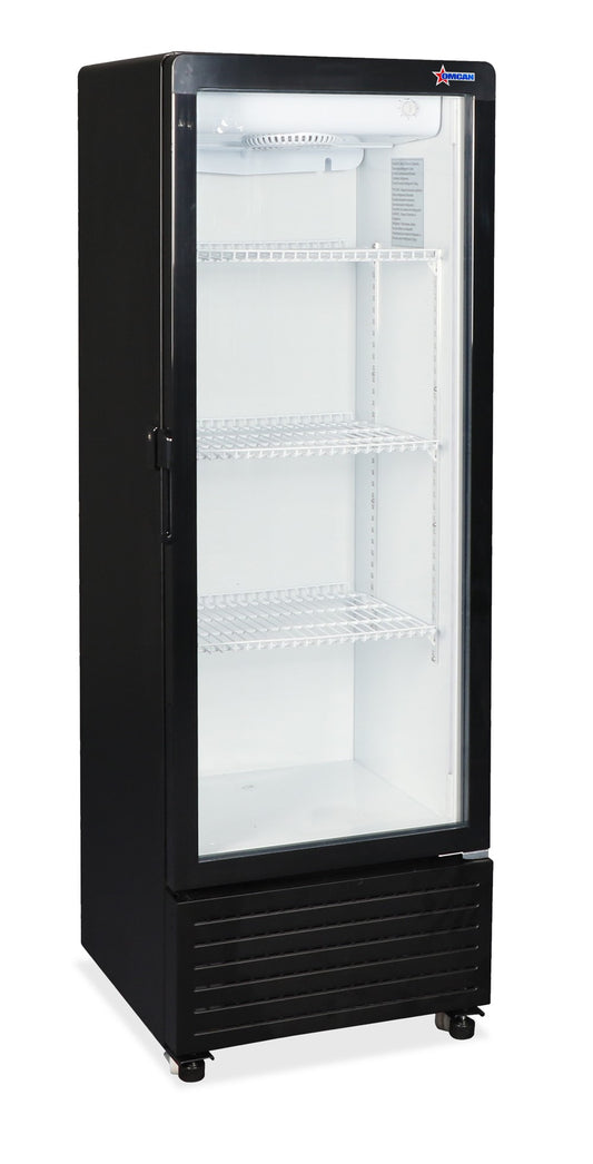 Omcan 47563 140 L 16.5" Black Single Glass Door Refrigerated Showcase