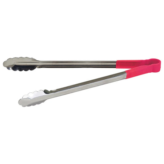 Winco UTPH-16R 16" Red Stainless Steel Utility Tong, Polypropylene Handle