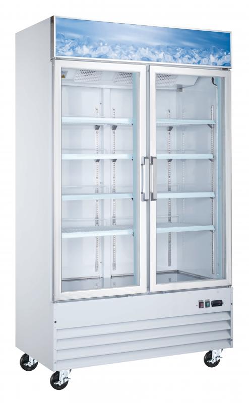 Omcan 50031 29 cu.ft. 49" White 2-Door Glass Door Freezer