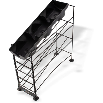 San Jamar C8503WF Black 3-Tier Wireworks Cup and Lid Dispenser Organizer