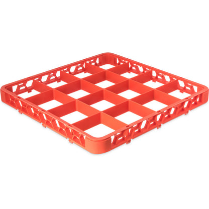 Carlisle RE16C24 Orange 16-Compartment Polypropylene OptiClean Divided Glass Rack Extender 1.78"