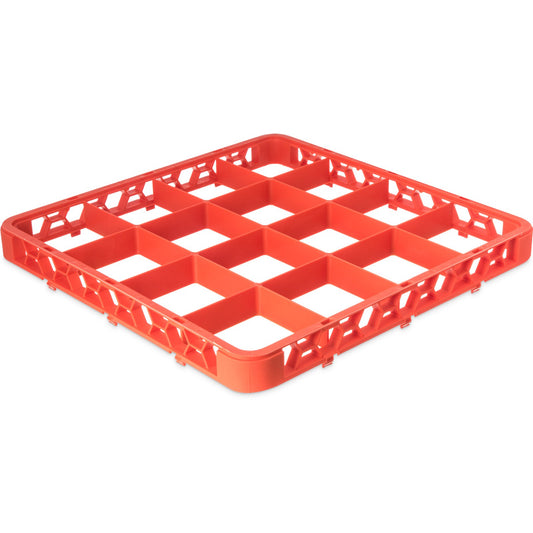 Carlisle RE16C24 Orange 16-Compartment Polypropylene OptiClean Divided Glass Rack Extender 1.78"