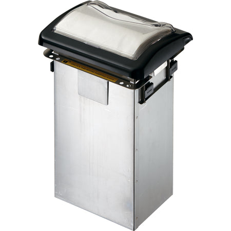 Carlisle H2005CLBK 750 Napkin Clear/Black Stainless Steel Venue In-Counter Napkin Dispenser, Fullfold Control Face