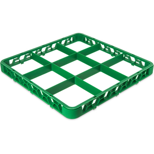 Carlisle RE9C09 Green 9-Compartment Polypropylene OptiClean Divided Glass Rack Extender 1.78"