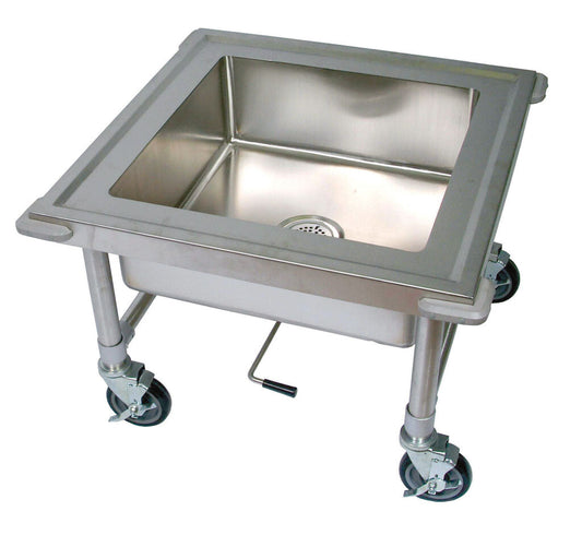 BK Resources BKS-1-SK-20-8-ME Stainless Steel Mobile Soak Sink with Marine Edge 20X20X8D & Corner Bumpers