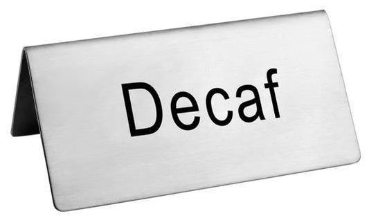 Omcan 80138 Stainless Steel "Decaf" Beverage Tent Sign