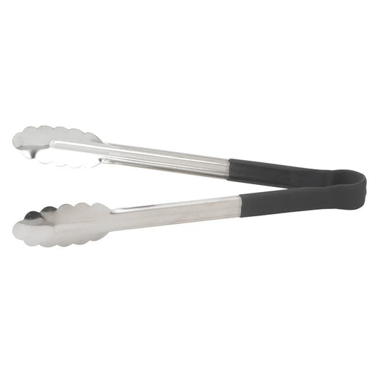 Winco UTPH-12K 12" Black Stainless Steel Utility Tong, Polypropylene Handle
