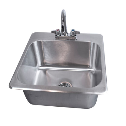 BK Resources DDI-18151024-P-G One Compartment Stainless Steel Drop-In Sink 18L x 15W x10D Bowls w/ Faucet