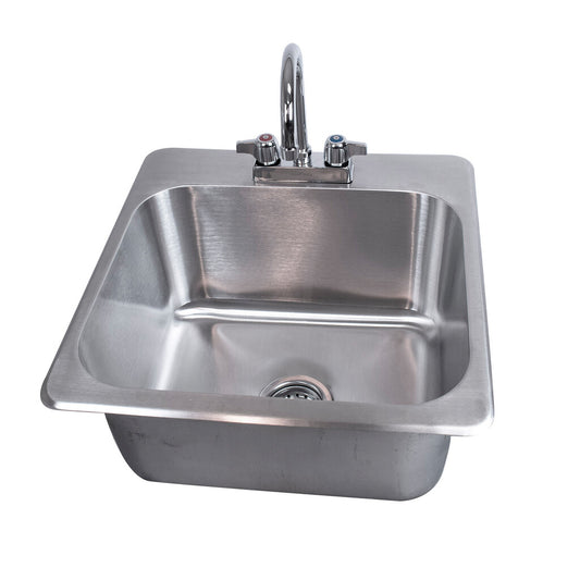 BK Resources DDI-18151024-P-G One Compartment Stainless Steel Drop-In Sink 18L x 15W x10D Bowls w/ Faucet