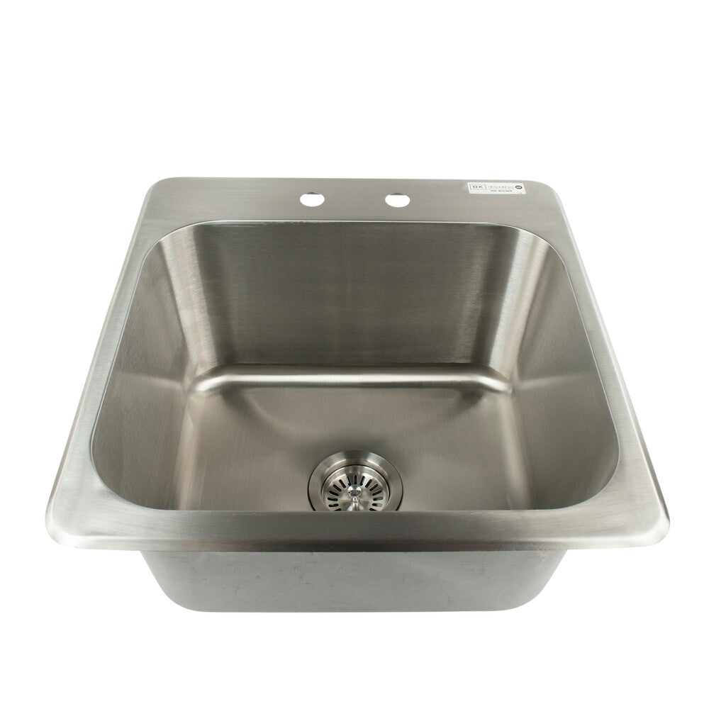 BK Resources DDI-18151024 One Compartment Stainless Steel Drop-In Sink 18L x 15W x 10D Bowls