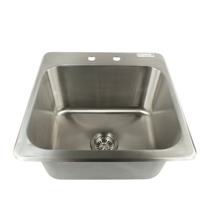 BK Resources DDI-18151024 One Compartment Stainless Steel Drop-In Sink 18L x 15W x 10D Bowls