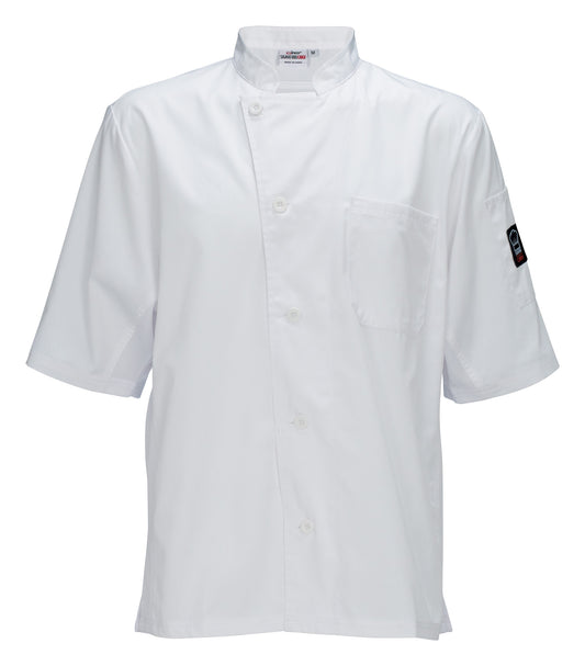 Winco UNF-9WL Large White Ventilated Cook Shirt, Short Sleeve
