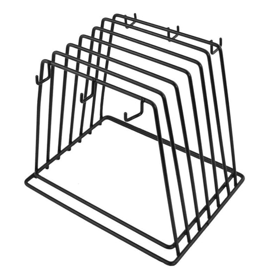 Omcan 80128 Black Vinyl Coated Cutting Board Rack with 6 Slots for Cutting Board Brushes