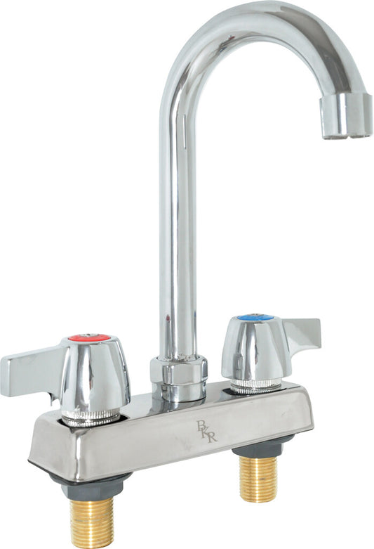 BK Resources BKD-5G-G 4" Chrome-Plated Brass O.C. Workforce Deck Mount Faucet W/5" Gooseneck Spout