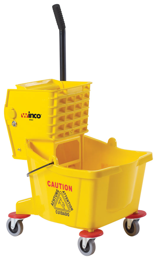 Winco MPB-26 26 Qt. Yellow Mop Bucket w/ Wringer