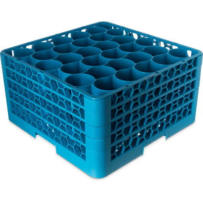 Carlisle RW30-214 Carlisle Blue 30 Compartment Polypropylene OptiClean NeWave Glass Rack with 3 Integrated Extenders