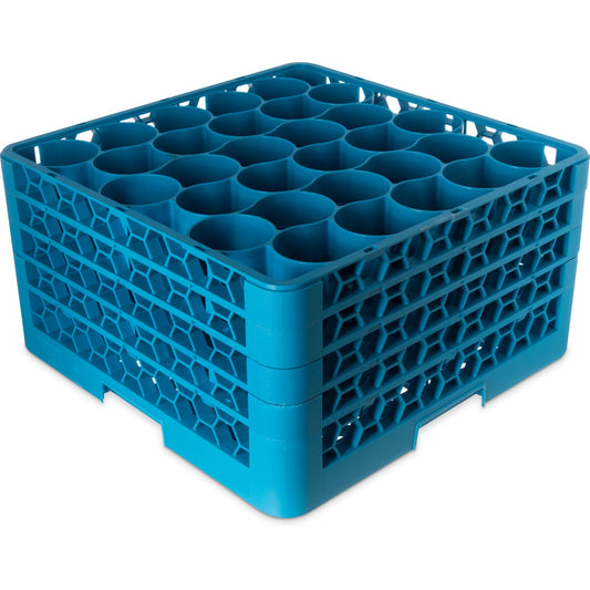 Carlisle RW30-214 Carlisle Blue 30 Compartment Polypropylene OptiClean NeWave Glass Rack with 3 Integrated Extenders