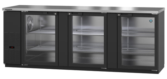 Hoshizaki BB95-G Black Three Section Vinyl Back Bar Back Bar, Glass Doors Refrigerator