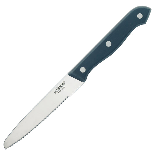 Winco K-71P Solid POM handle Round TIp Steak Knives, 4-1/2" Blade