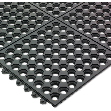 San Jamar KM1140B 3' x 3' x 1/2" Black Rubber EZ-Mats Light Duty - Bagged