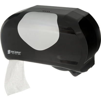 San Jamar R3670BKSS Black-Stainless Steel Dual Plastic Summit Versatwin Standard Roll Tissue Dispenser, 1.5" core