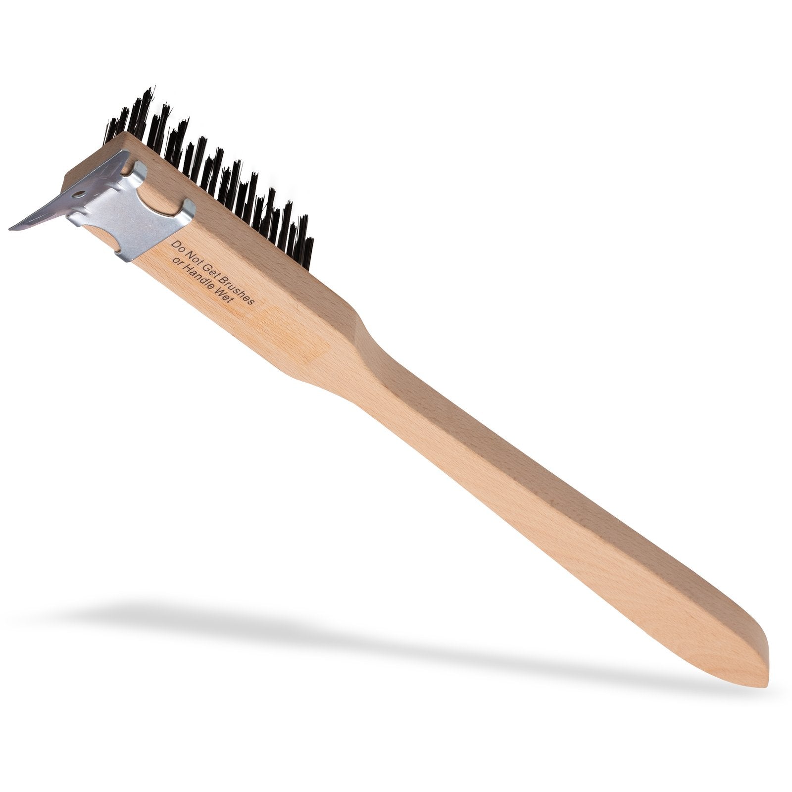 Carlisle 4557100 20" Tan Wood Handle Scraper with Carbon Steel Bristles