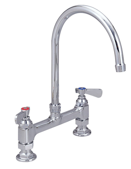BK Resources BKF8HD-3G-G 8" Chrome-Plated Brass O.C. Optiflow Deck Mount Faucet W/3.5" Gooseneck Spout
