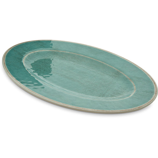 Carlisle 6402015 12" x 8" Aqua Oval Grove Melamine Plate