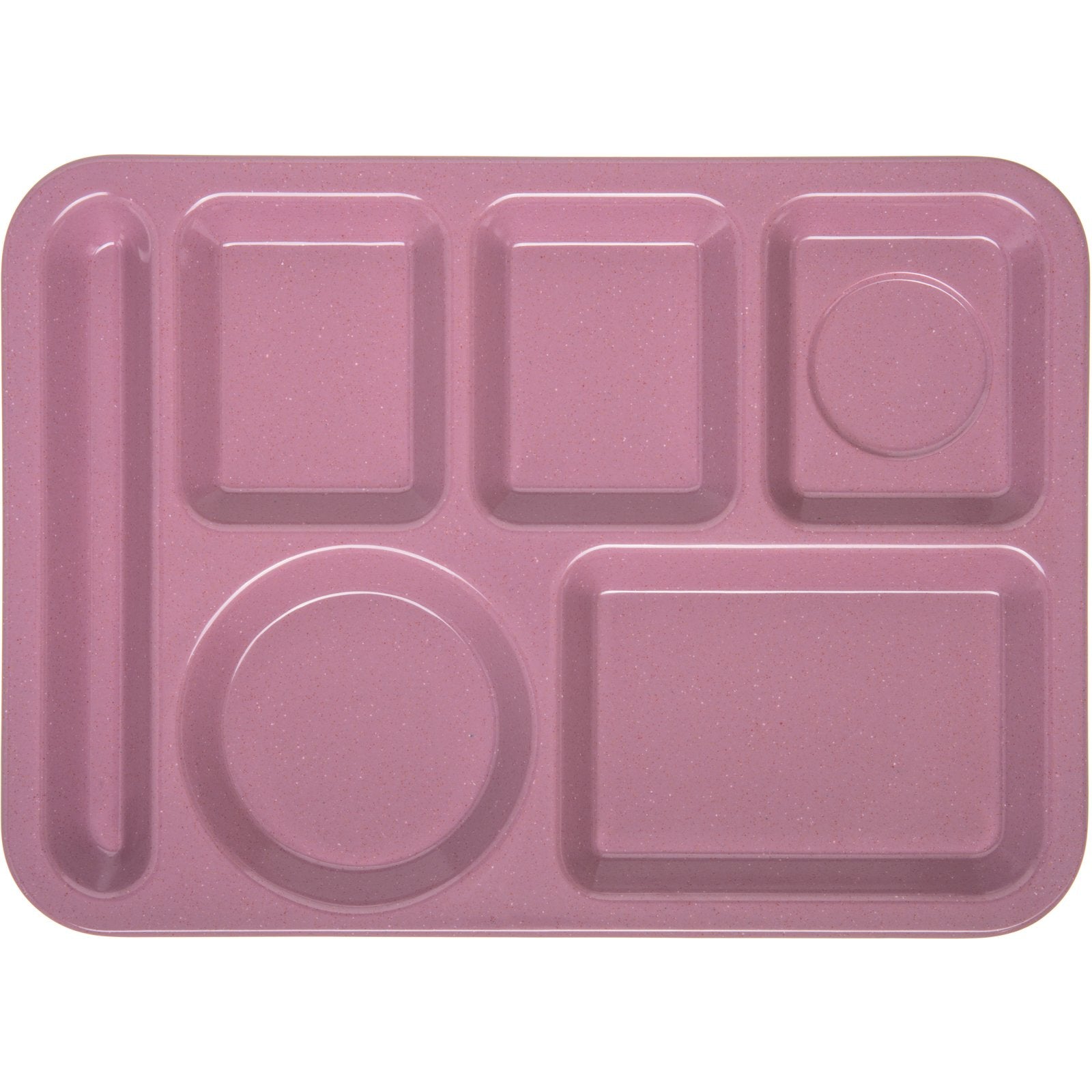 Carlisle 4398193 10" x 14" Rose Granite 6-Compartment Melamine Left-Hand Heavyweight Tray