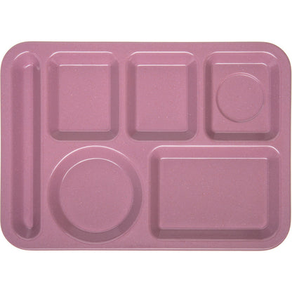 Carlisle 4398193 10" x 14" Rose Granite 6-Compartment Melamine Left-Hand Heavyweight Tray