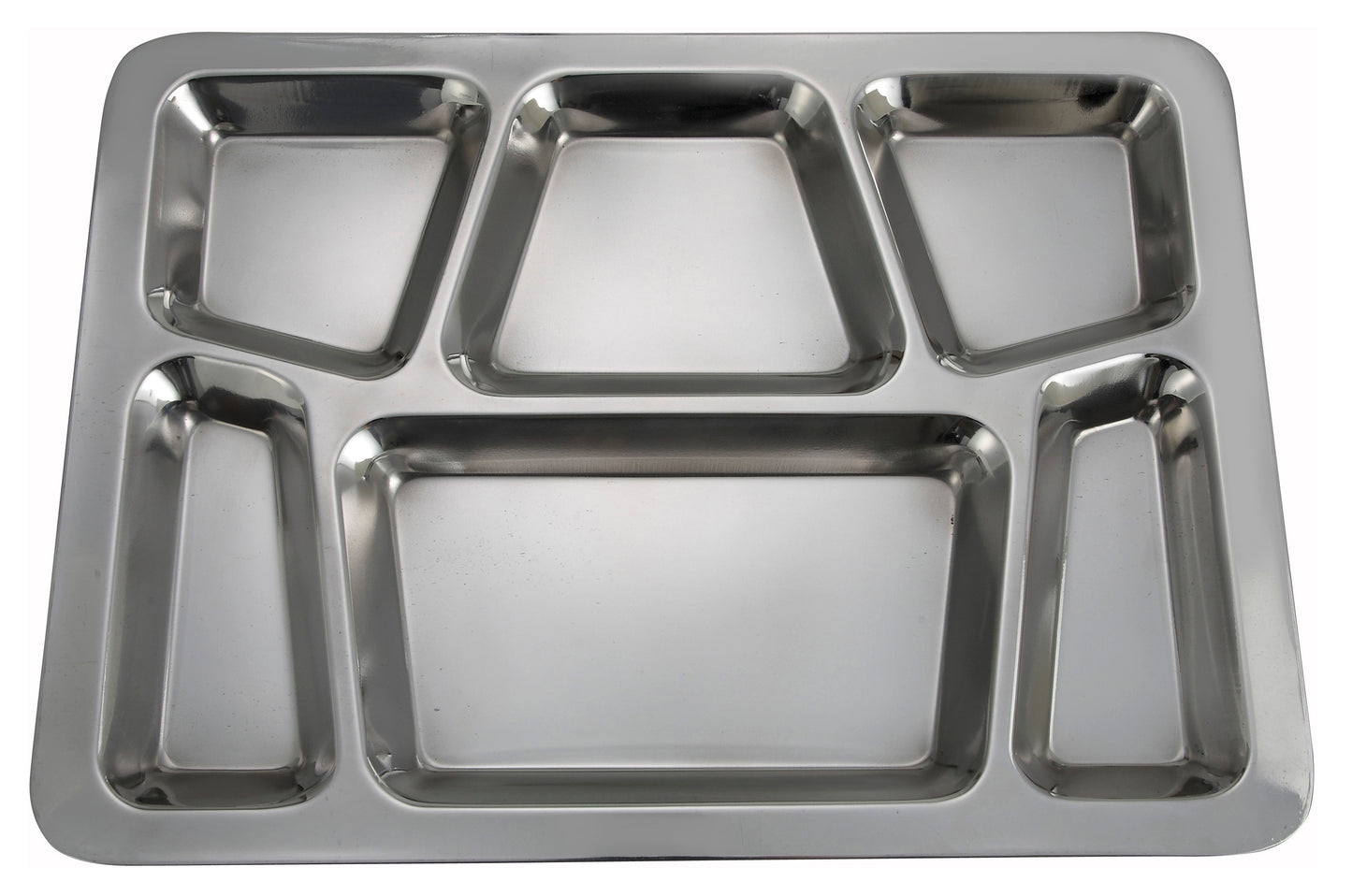 Winco SMT-2 6-Compartment Stainless Steel Mess Tray (Style B)