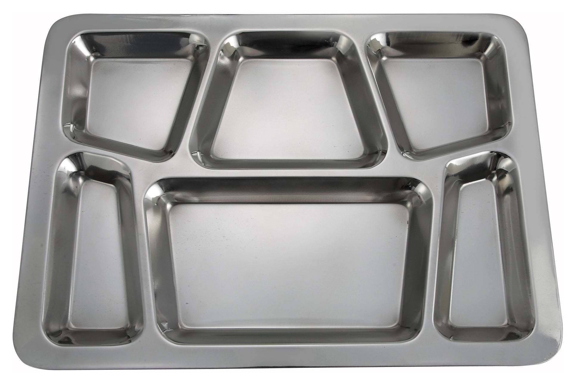 Winco SMT-2 6-Compartment Stainless Steel Mess Tray (Style B)