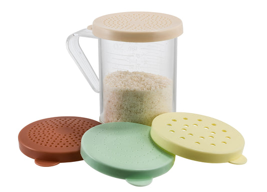 Winco PDG-10AC 10 oz. Polycarbonate Dredge w/ 4 Snap-on Lids