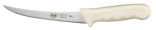 Winco KWP-60 6" White Curved Polypropylene Handle Boning Knife