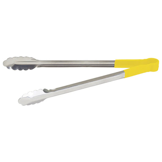 Winco UTPH-16Y 16" Yellow Stainless Steel Utility Tong, Polypropylene Handle