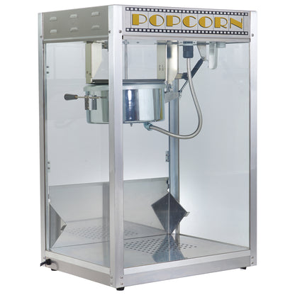 Winco 11147 Benchmark Silver Screen Popcorn Machine - 14 oz Kettle