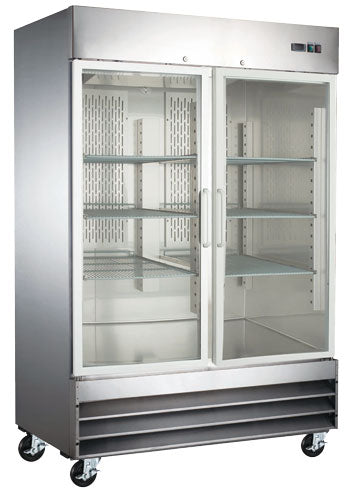 Omcan 51026 54-inch Stainless Steel Refrigerator with 2 Glass Doors