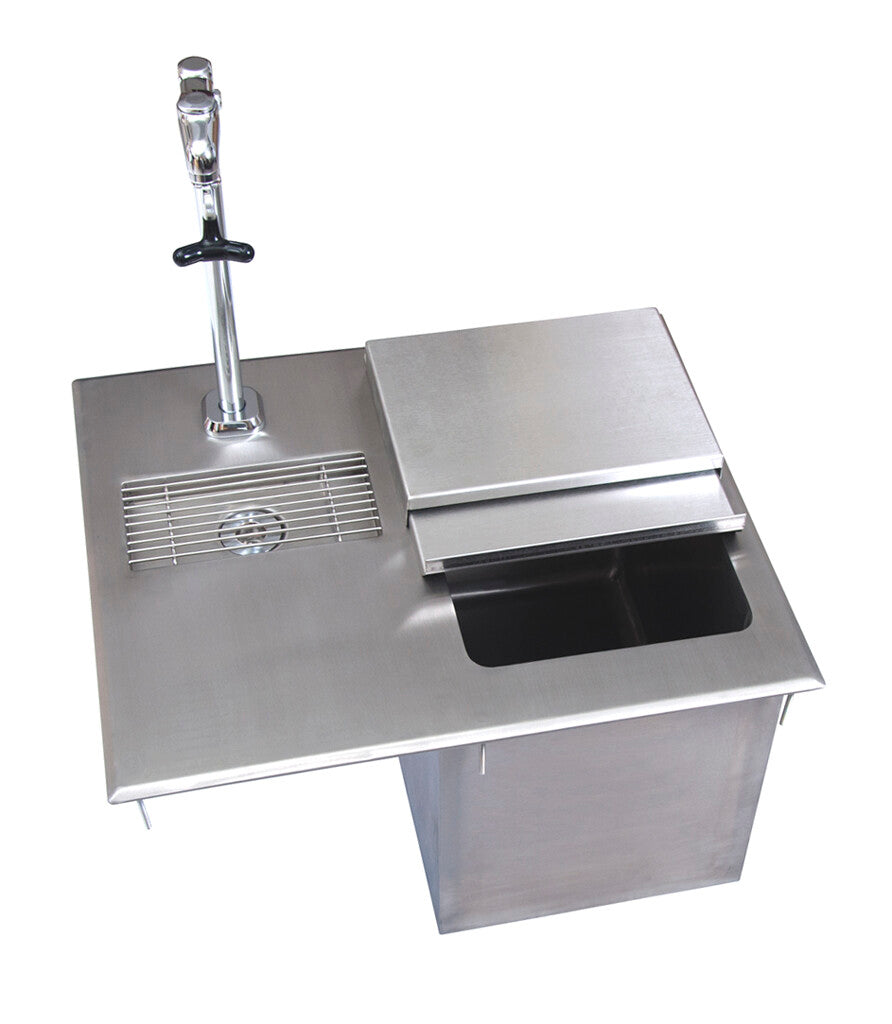 BK Resources BK-DIWSBL-2118G-P-G Stainless Steel Dropin Ice Bin w/ Water Station, Lid And Faucet