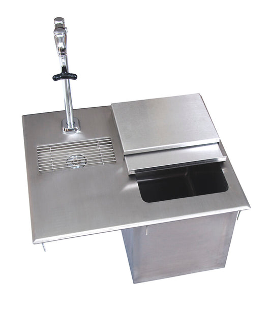 BK Resources BK-DIWSBL-2118G-P-G Stainless Steel Dropin Ice Bin w/ Water Station, Lid And Faucet