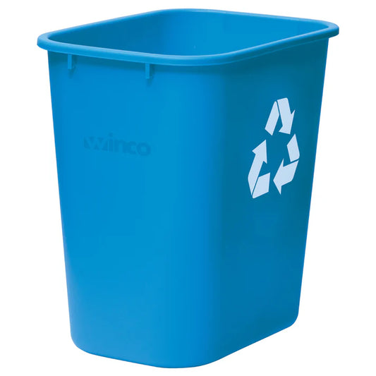 Winco PWR-28L 28 Qt. Blue LDPE Wastebasket