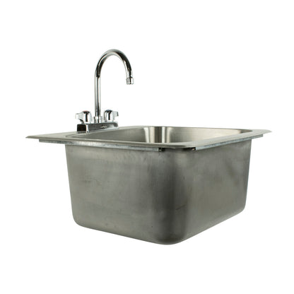 BK Resources DDI-18151024-P-G One Compartment Stainless Steel Drop-In Sink 18L x 15W x10D Bowls w/ Faucet