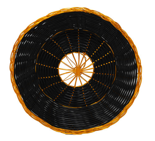 Omcan 47192 8.25" x 2.25" Black Round Woven Basket with Golden Trim