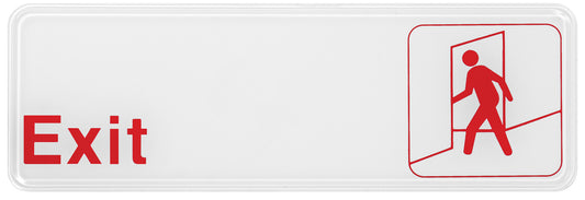 Winco SGN-381W 3" x 9" White Information Sign - "Exit"