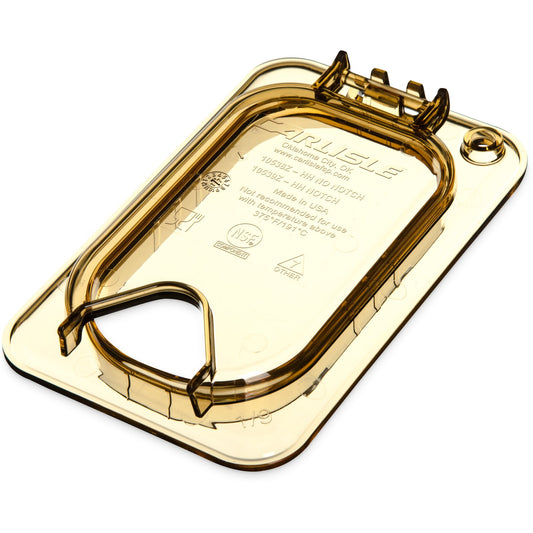 Carlisle 10539Z13 1/9 Size Amber High Heat Plastic StorPlus EZ Access Hinged Universal Food Pan Lid