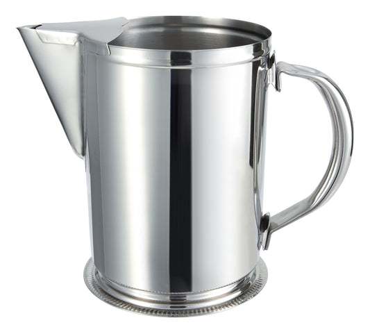 Winco WPG-64 64 oz. Stainless Steel Water Pitcher w/ Ice Guard