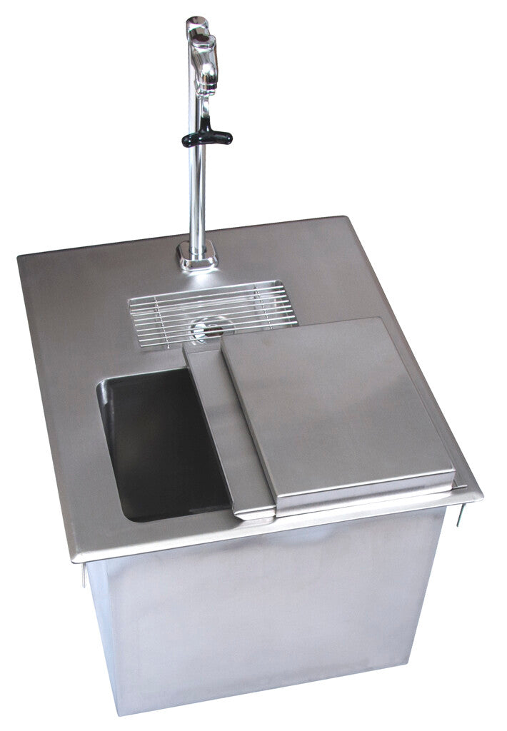 BK Resources BK-DIWSBL-2118X-P-G Stainless Steel Dropin Ice Bin w/ Water Station, Lid And Faucet