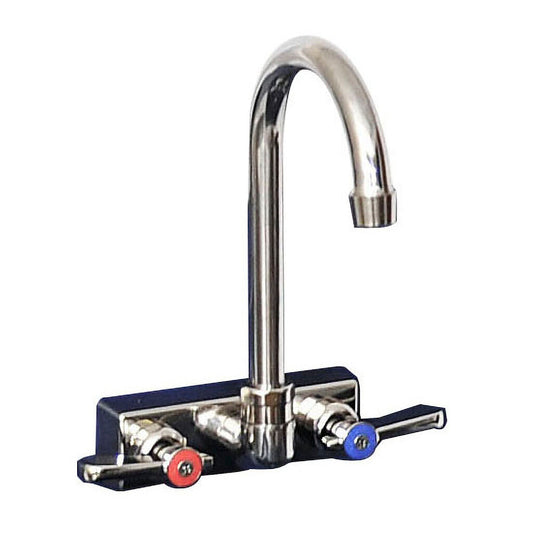 BK Resources EVO-4SM-8G Stainless Steel Evolution 4" Splash Mount Faucet, 8 Gooseneck Spout