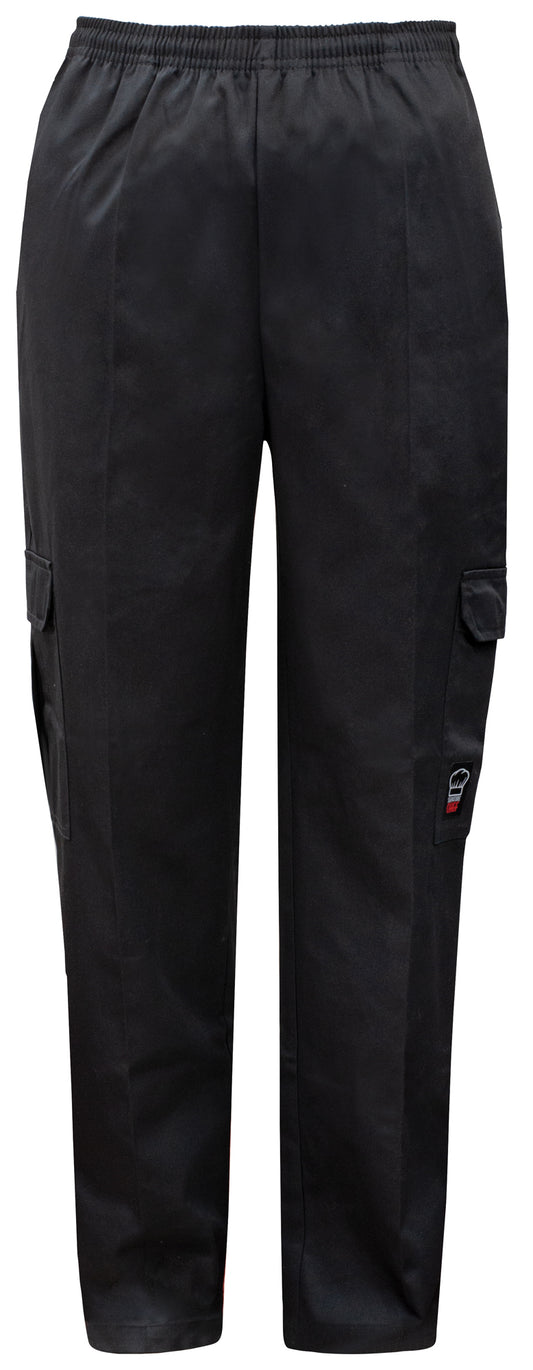 Winco UNF-11KS Small Black Cargo Chef Pants